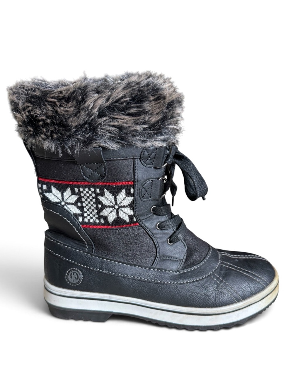 Northside Snowflake Faux Fur Winter Snow Boots Black Size 8